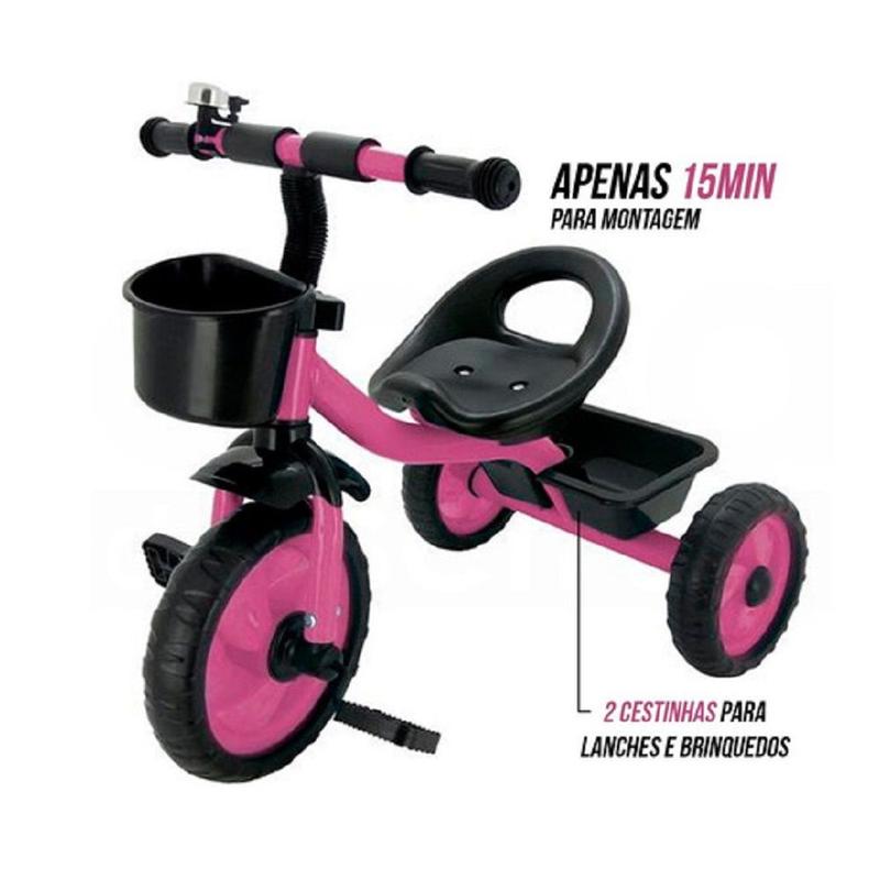 Triciclo infantil com duas cestinhas até 25 kg 762 zippy toys